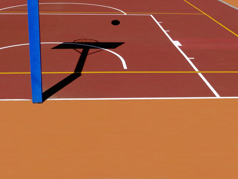 Sunny Basketball Court Shadow