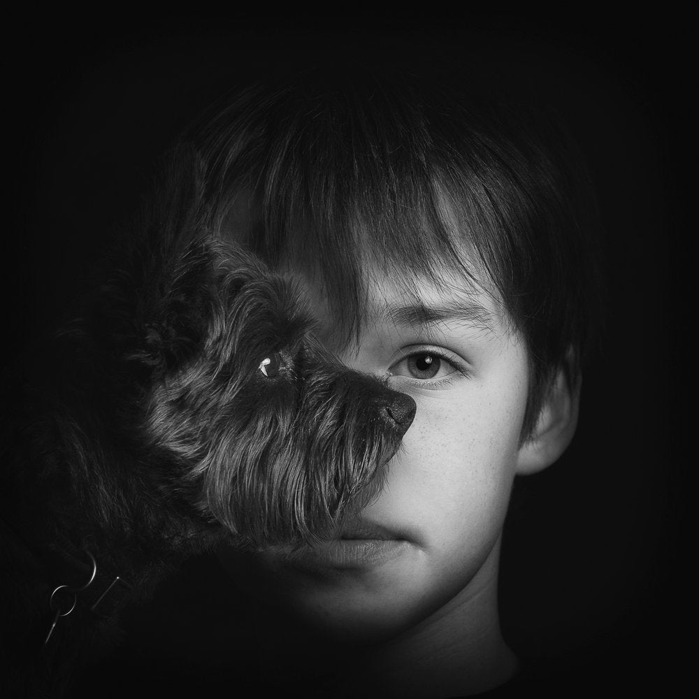 Boy And Dog Portrait