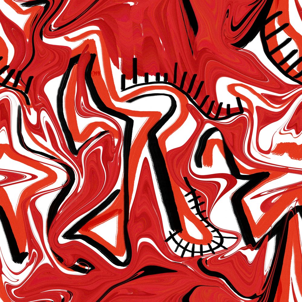Abstract Fluid Red Swirls