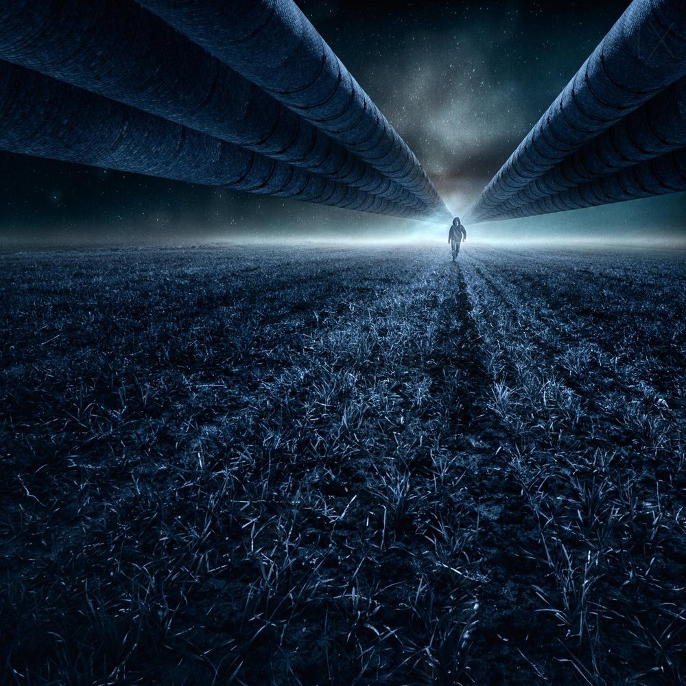Lone Figure Futuristic Path