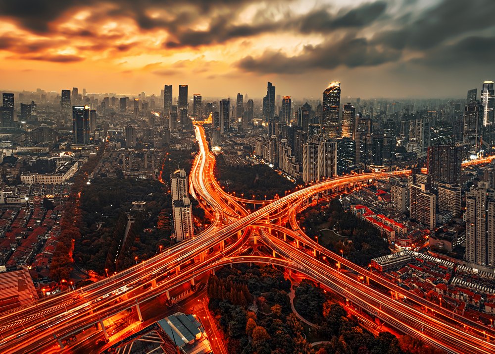 Vibrant City Sunset