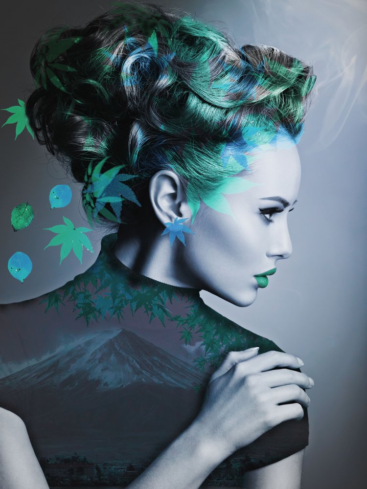 Green with leaves