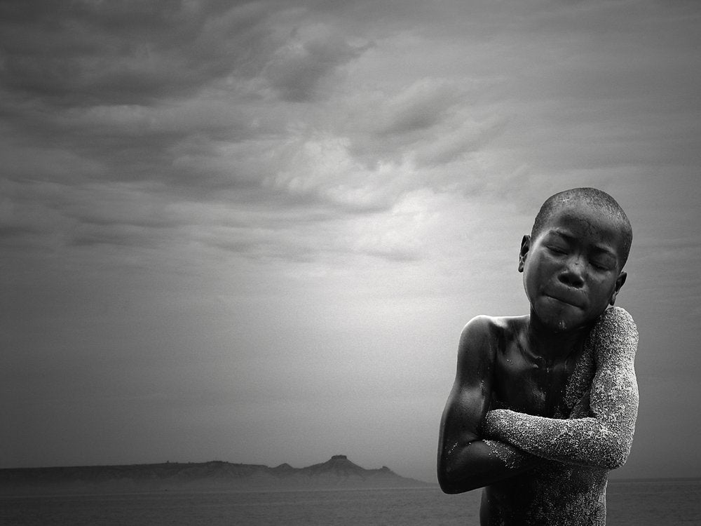 Crying Boy Dark Sky