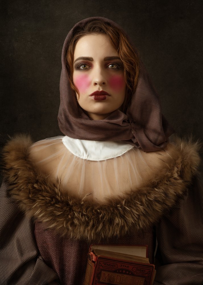 Mysterious Woman with Books
