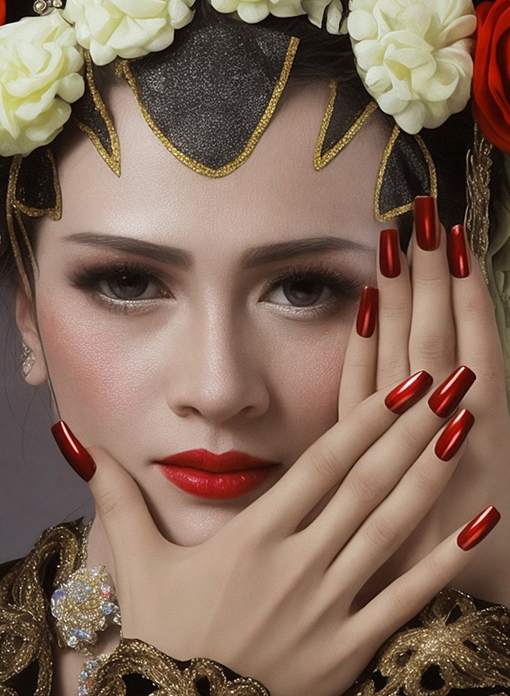 Ornate Beauty Red Nails