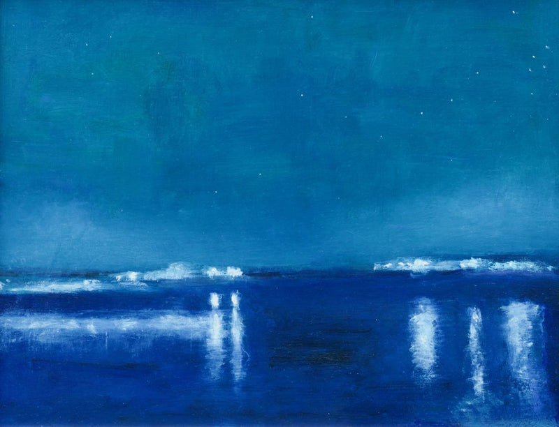 Blue Night Water Reflections