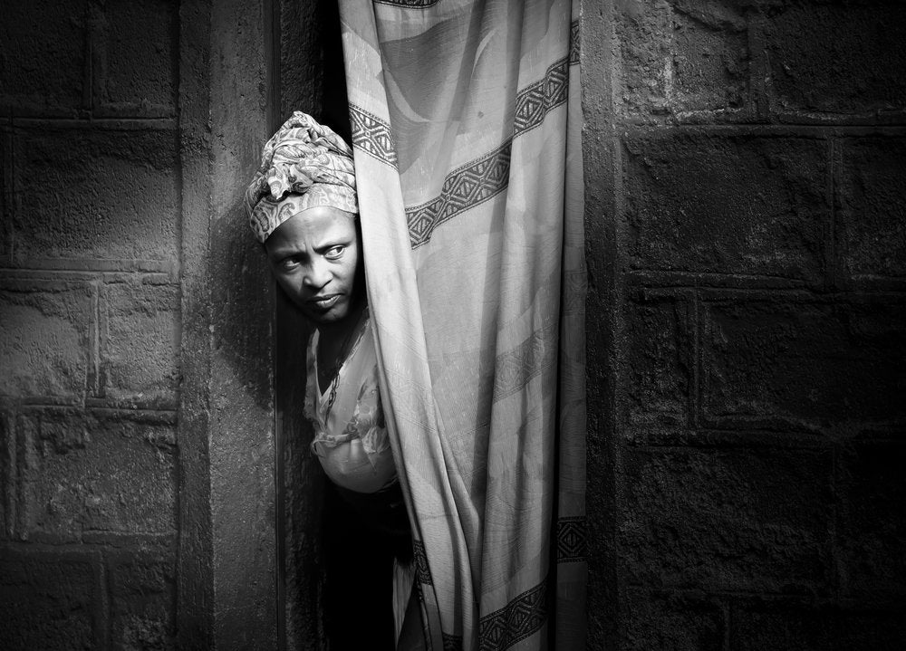 Curious Woman Peeking