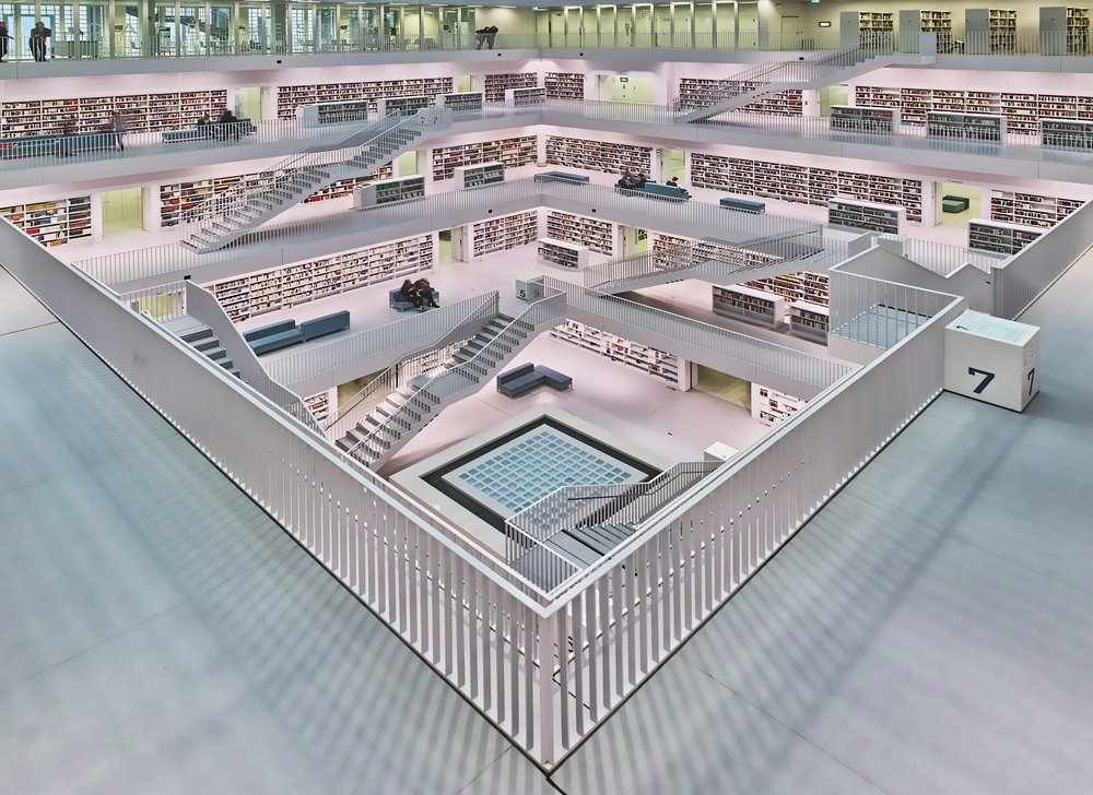 Grand Modern Library Interior