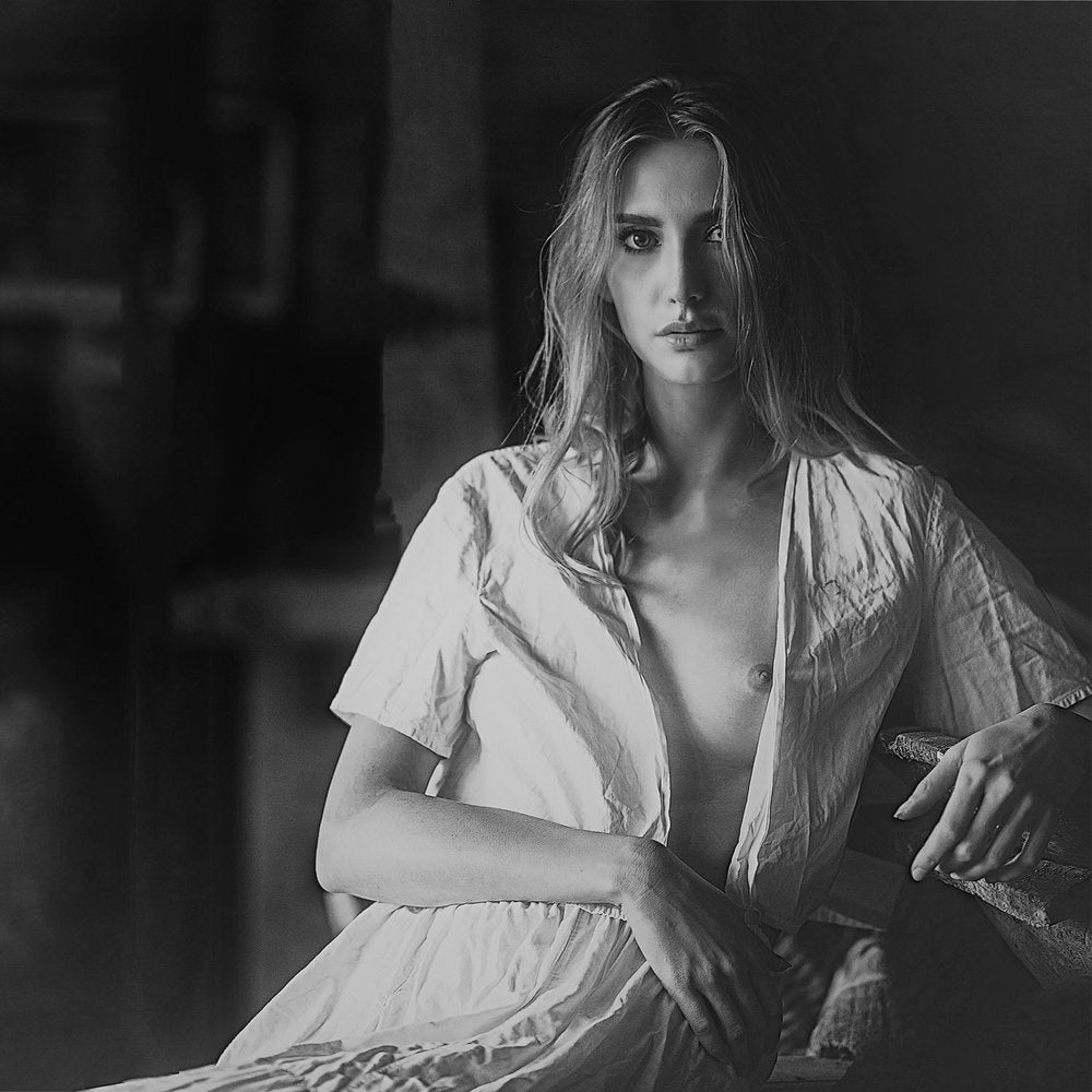 Blonde Woman Pensive Gaze