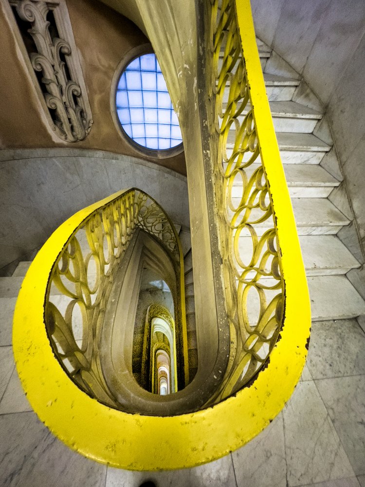 Winding Yellow Staircase