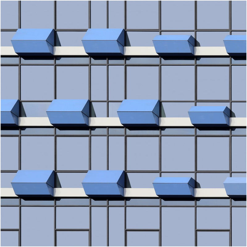 Blue Geometric Facade