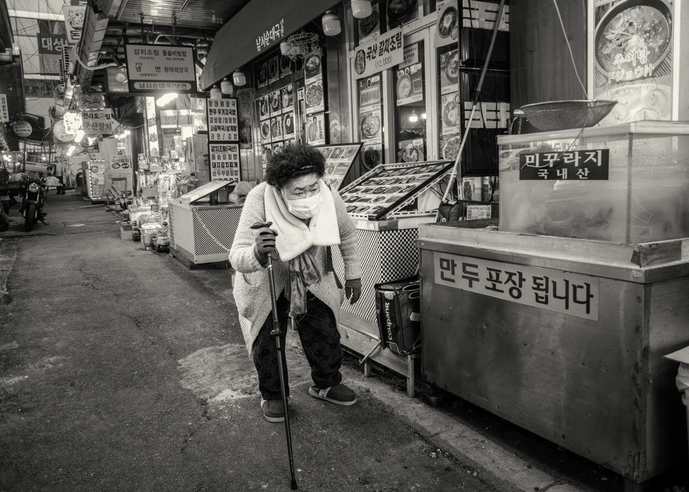Elderly Woman Korean Market