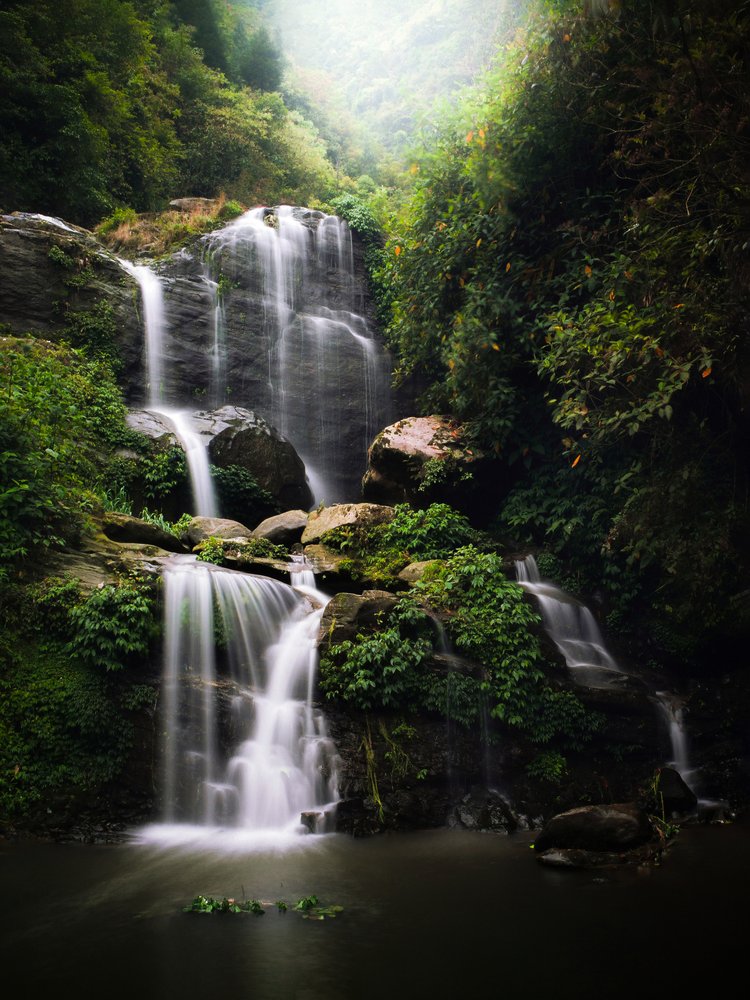 Misty Jungle Waterfall