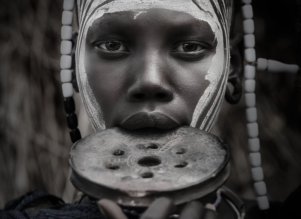 African Lip Plate Portrait