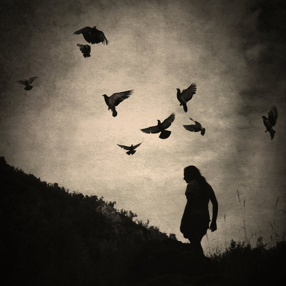 Woman And Flying Birds