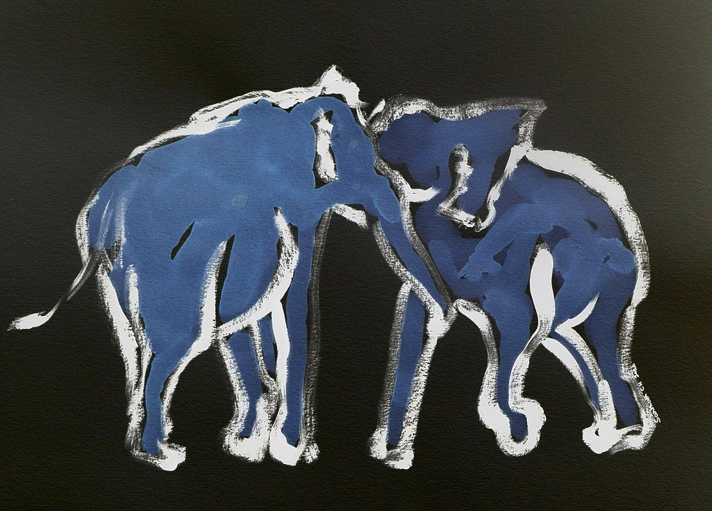 Blue Elephants Embrace