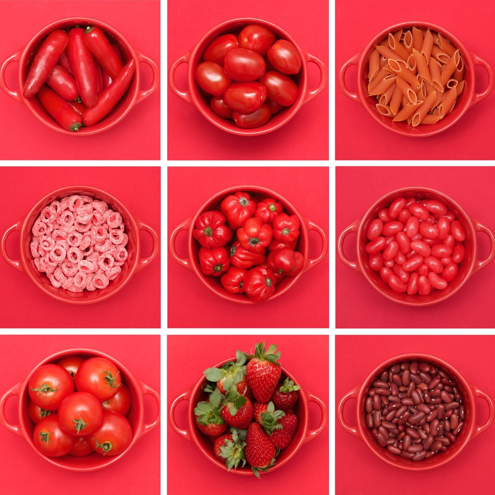 Vibrant Red Food Grid