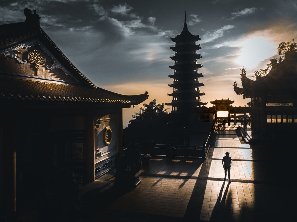 Golden Hour Pagoda Path