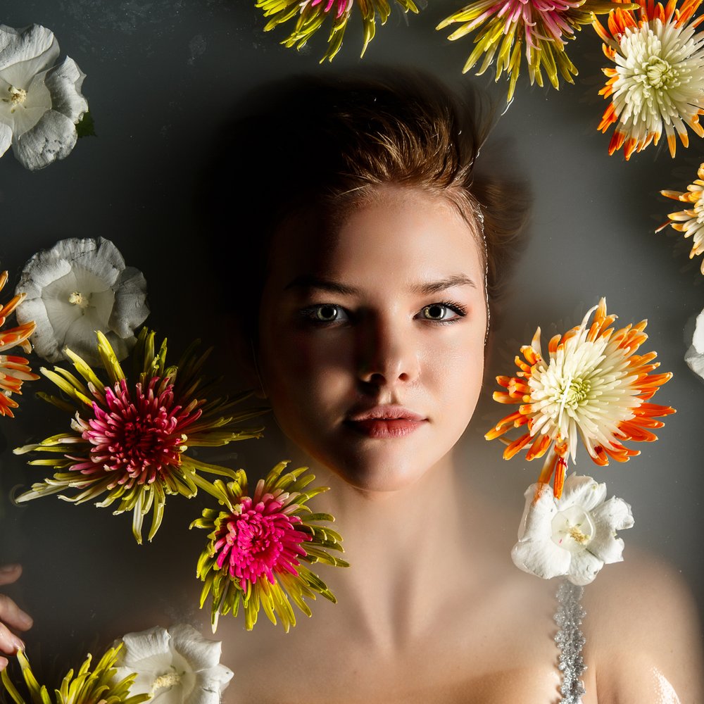 Serene Flower Bath Portrait