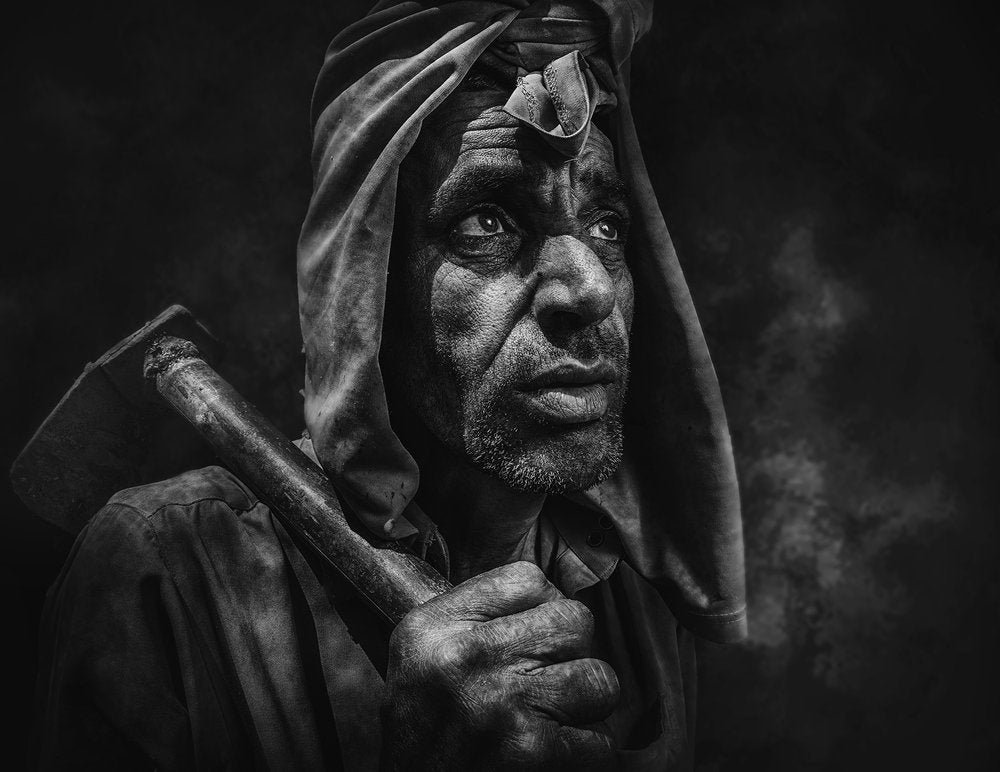 Weathered Worker's Gaze