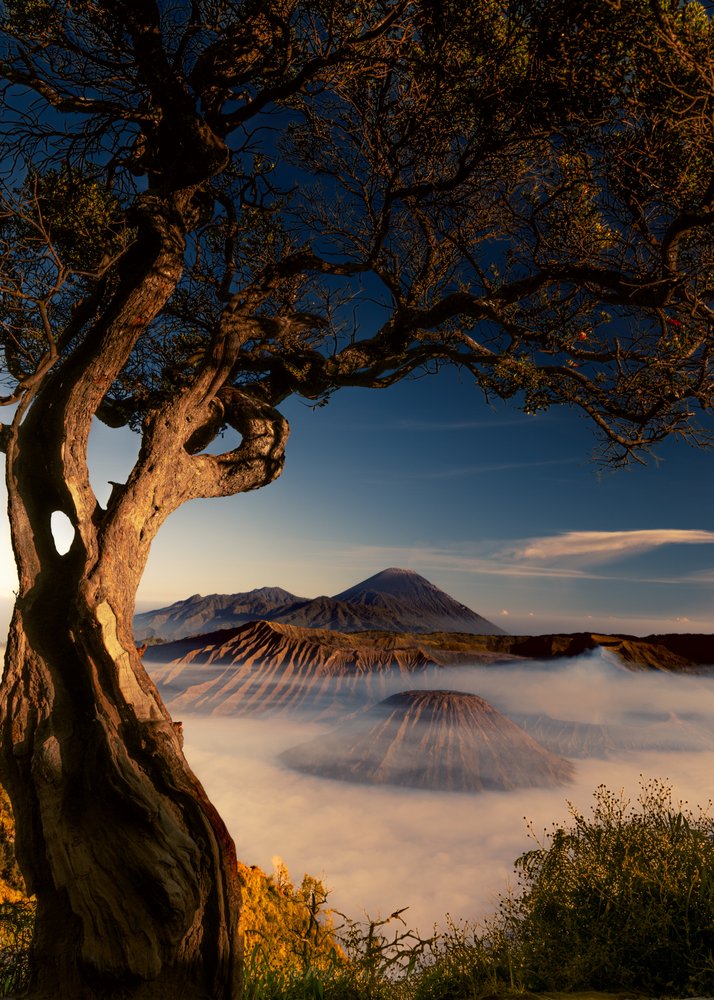 Misty Volcano Sunrise