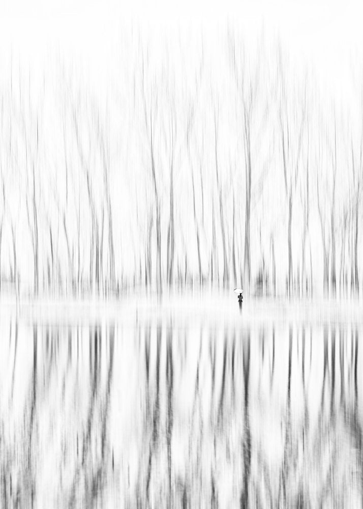 Solitary Figure Winter Reflection