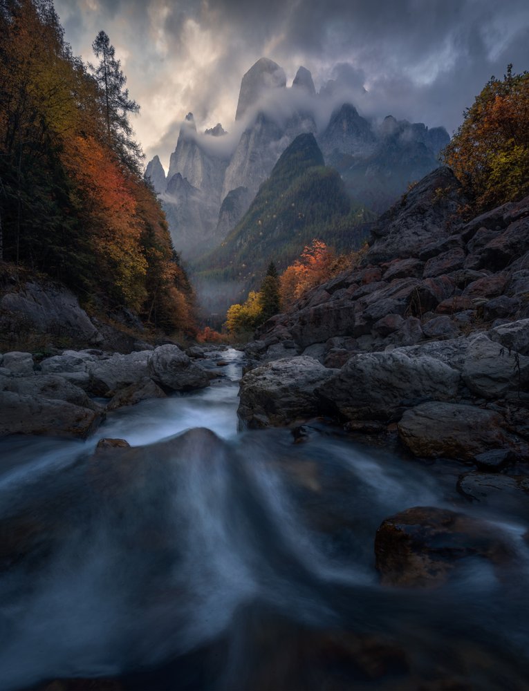 Autumn Mountain River Valley