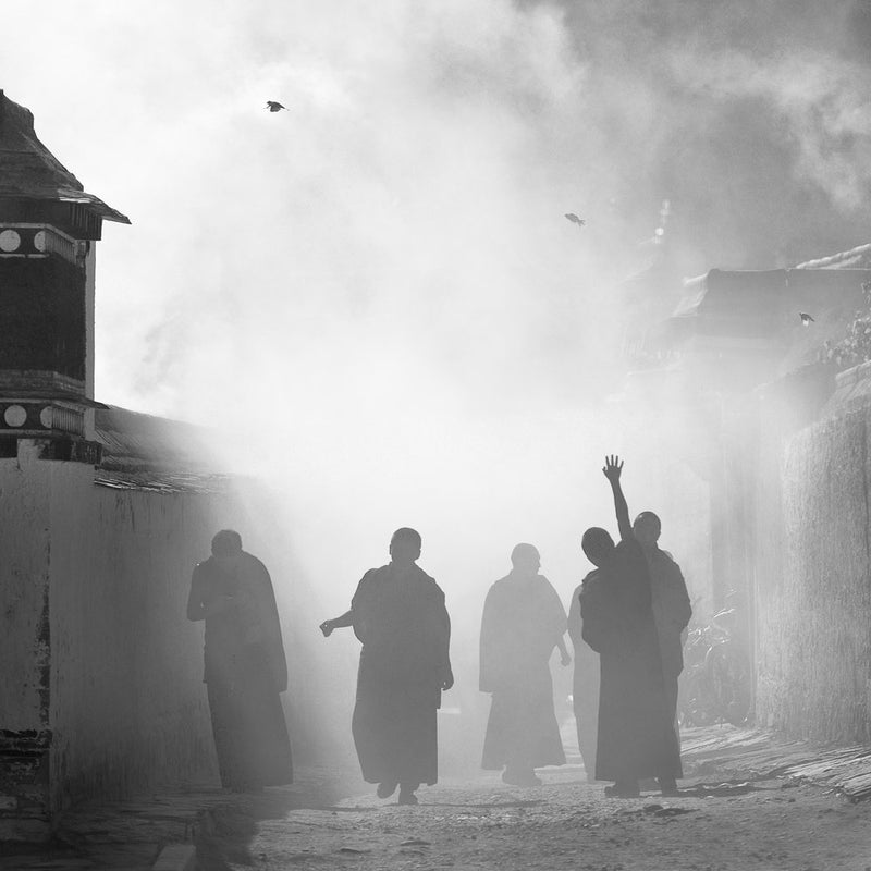 Monks In Misty Light
