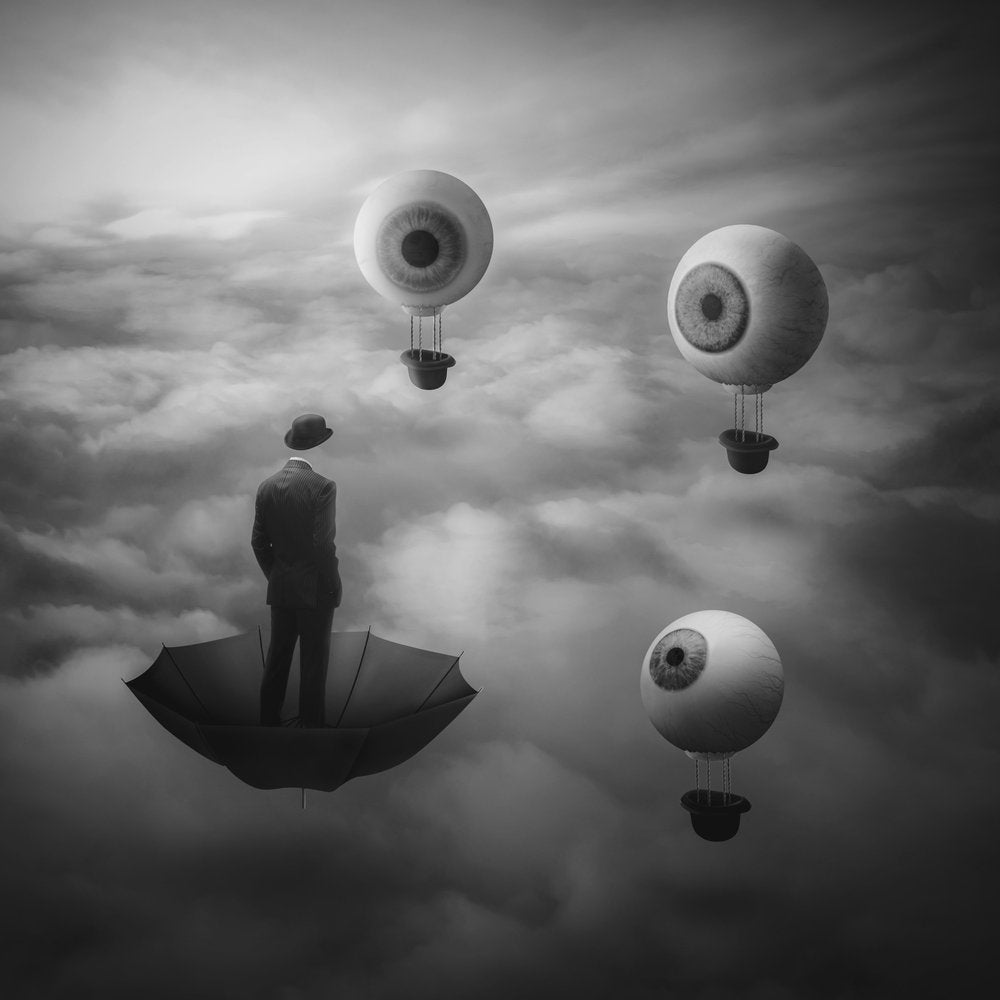 Surreal Umbrella Man And Eyes
