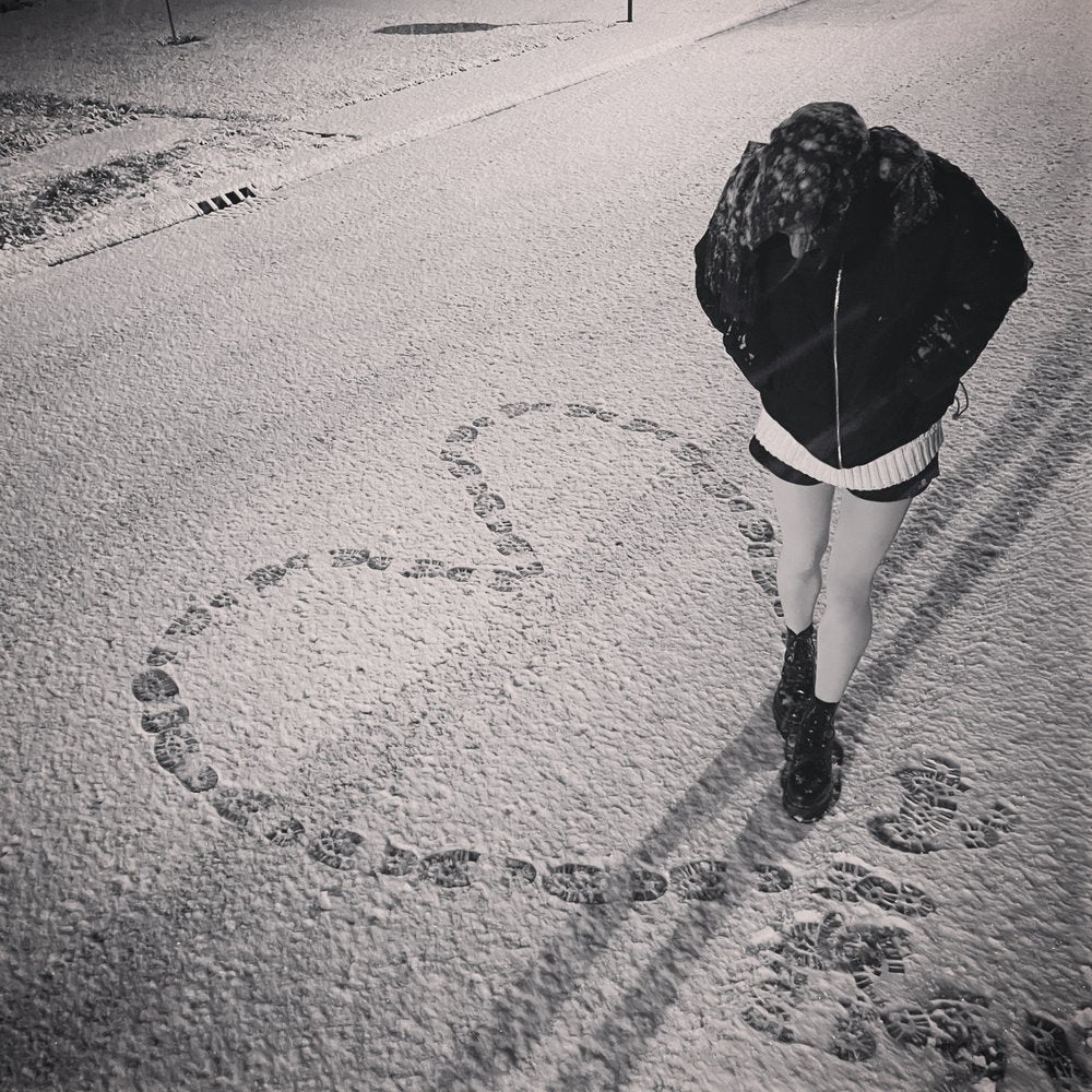 Snow Heart Footprints