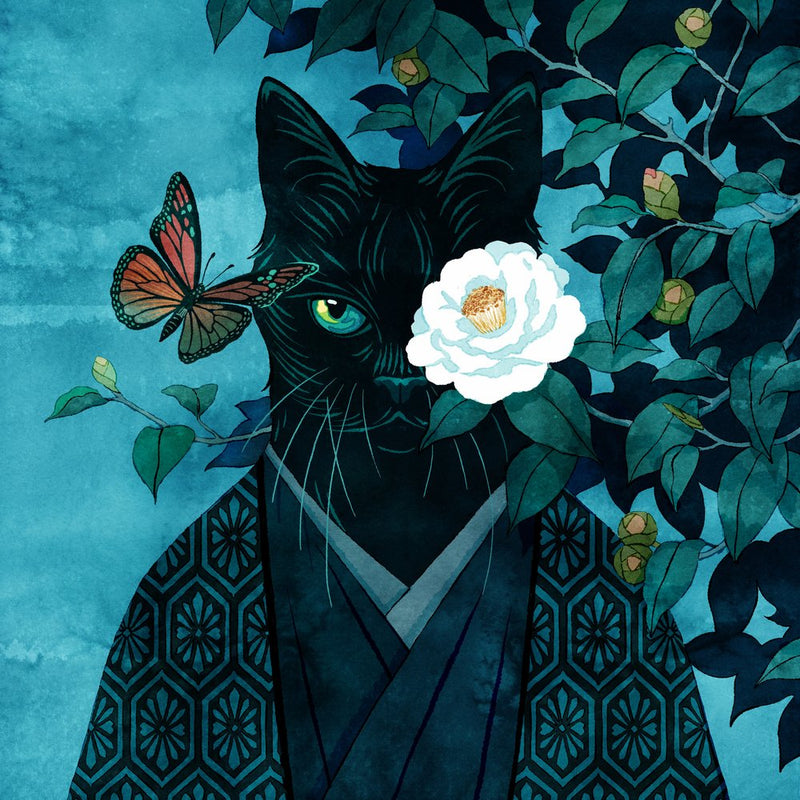 Elegant Black Cat Blossom