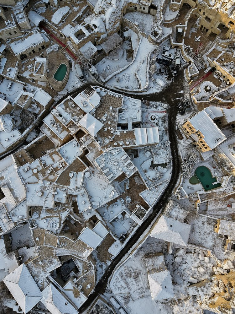 Aerial Winter Town