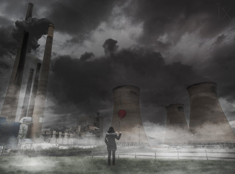 Dystopian Red Balloon Landscape