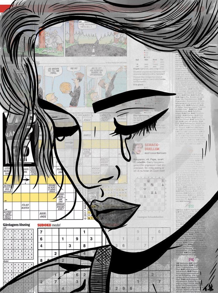 Melancholy Newspaper Woman