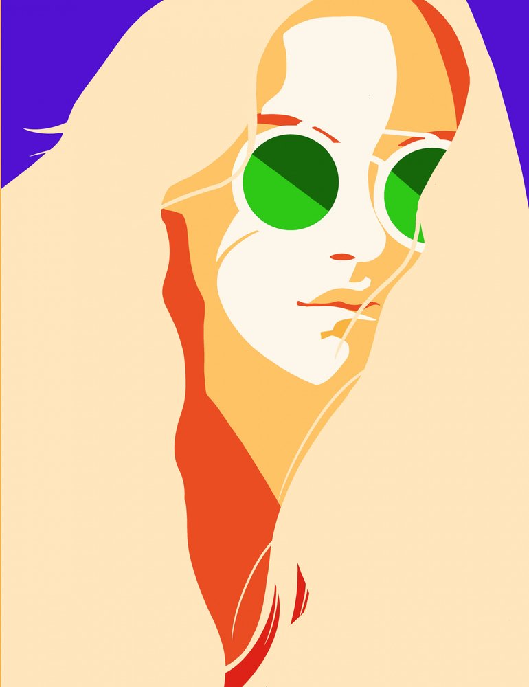 Blonde Girl Green Sunglasses
