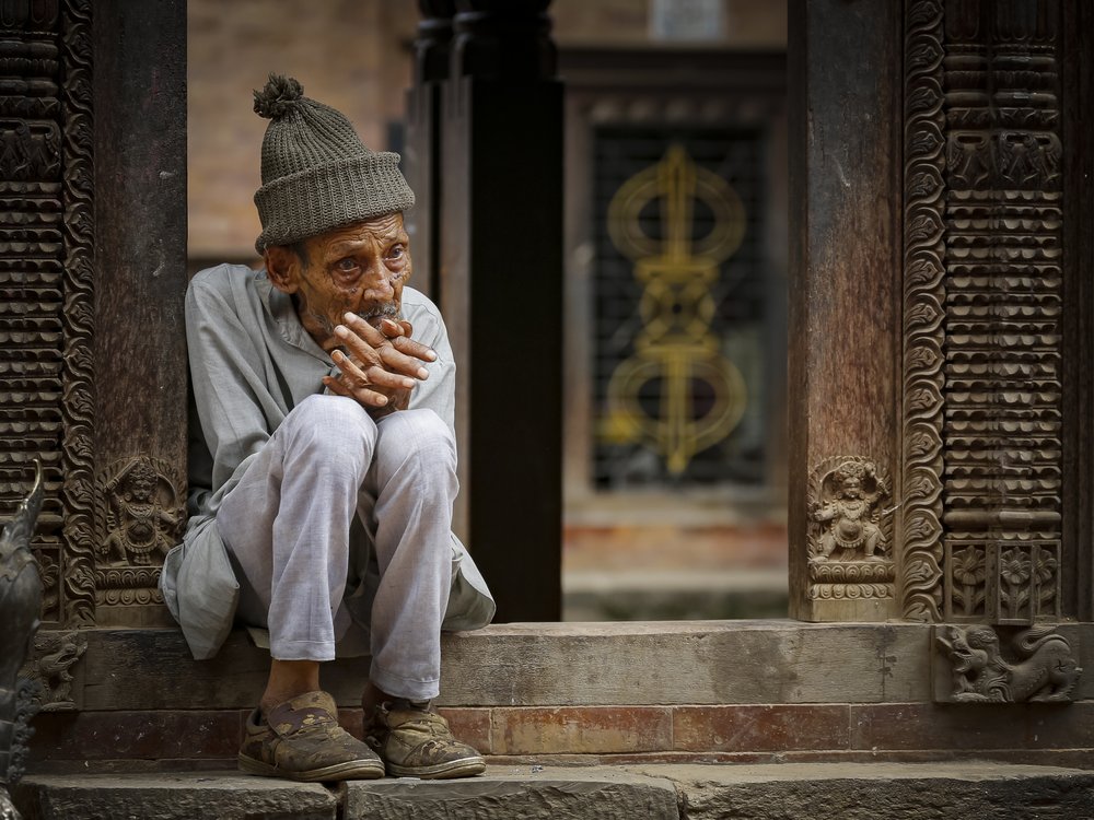 Contemplative Elderly Man