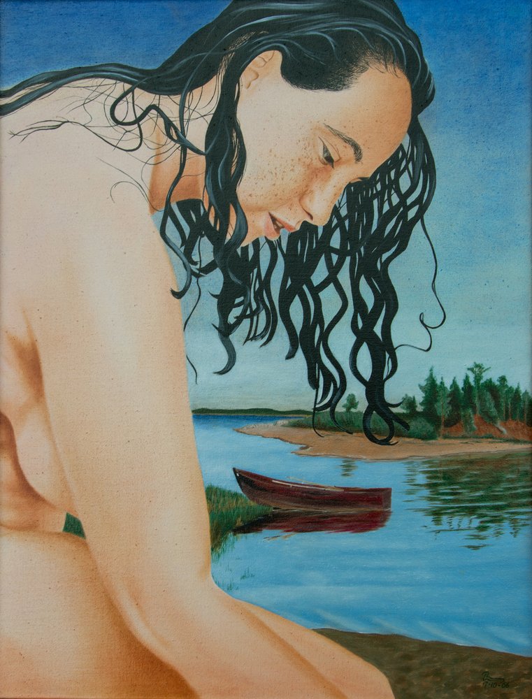 Reflective Woman Lakeside
