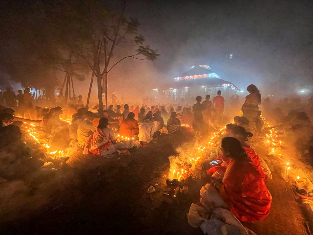 Candlelit Temple Gathering