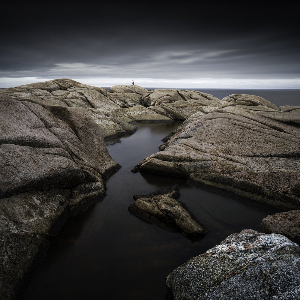 Moody Coastline Lone Figure