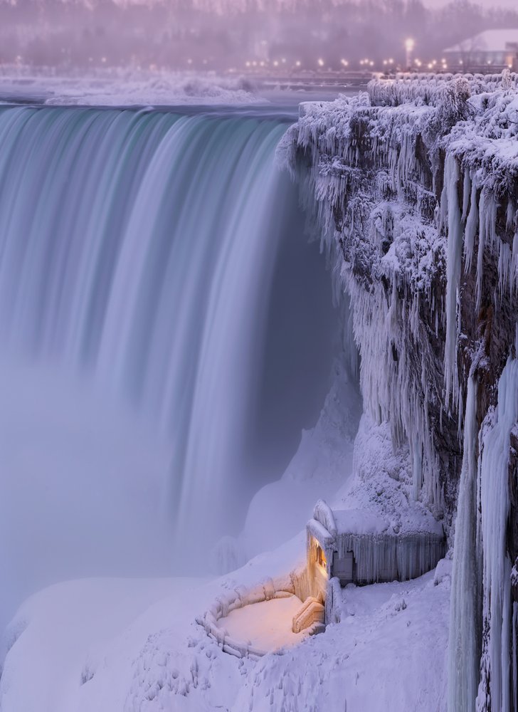 Glowing Frozen Waterfall