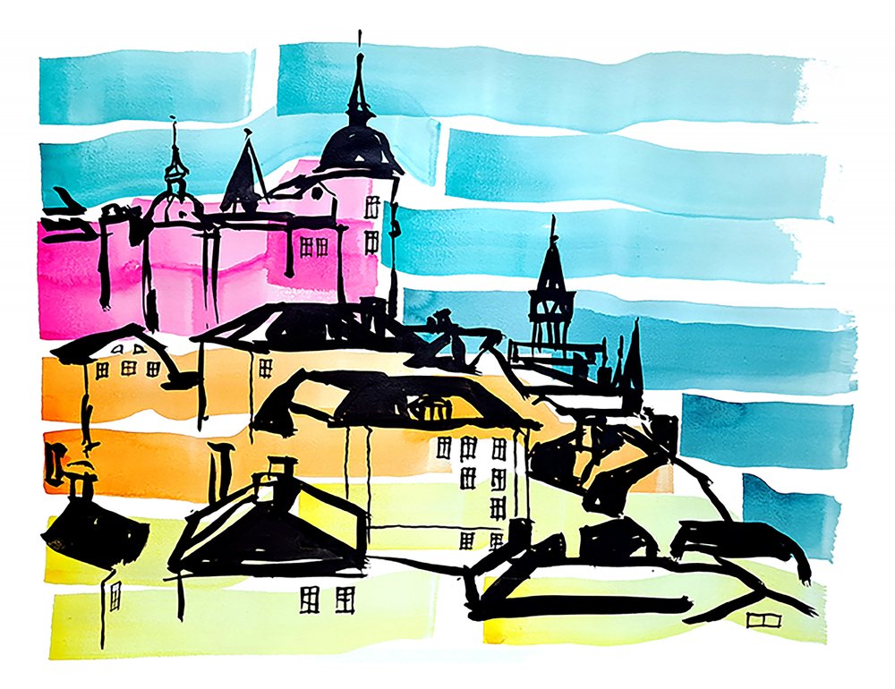 Pink Castle Cityscape