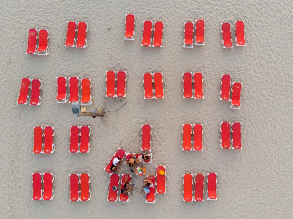 Red Beach Chairs Overhead
