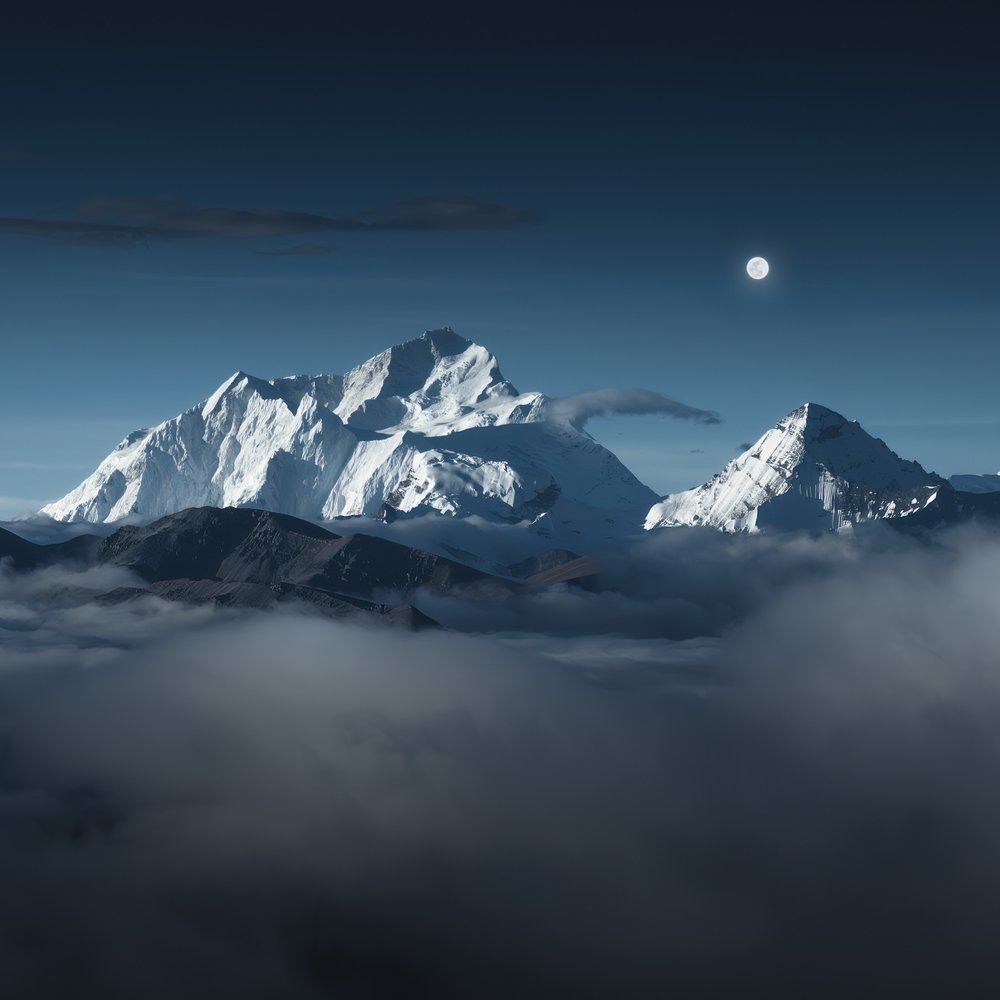 Moonlit Snowy Peaks