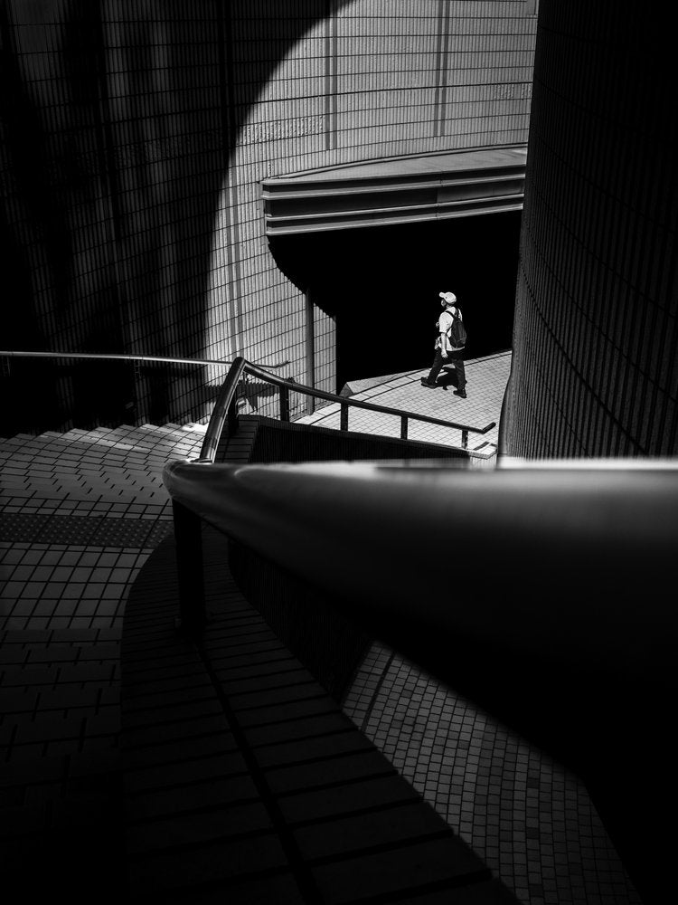 Shadowed Urban Staircase