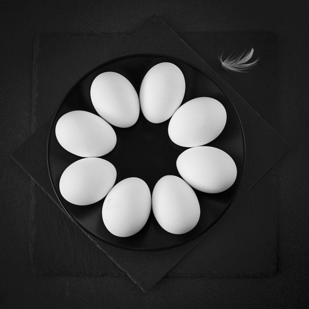 White Eggs Dark Plate