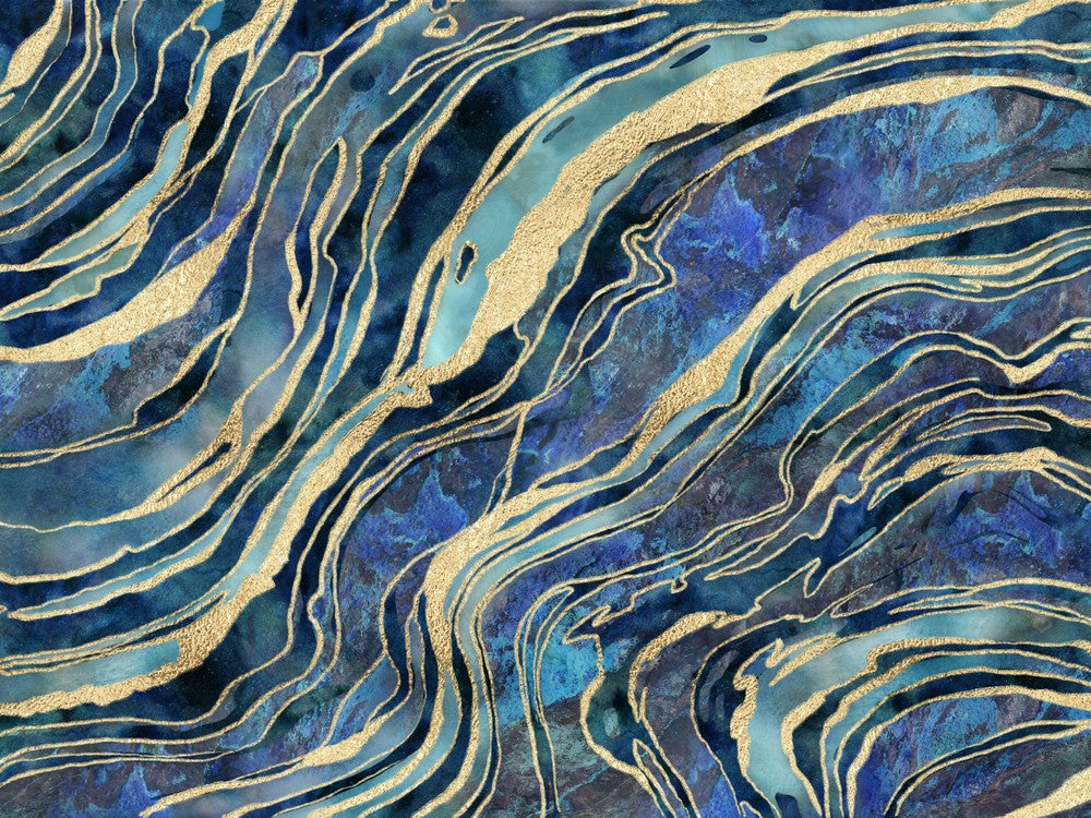 Gemstone Blue Teal Gold