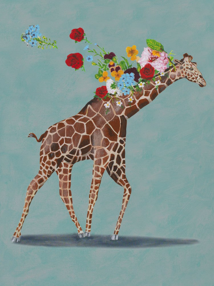 Giraffe mit Blumen