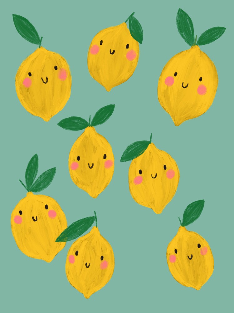 Happy Fruit Lovely Lemons Seafoam