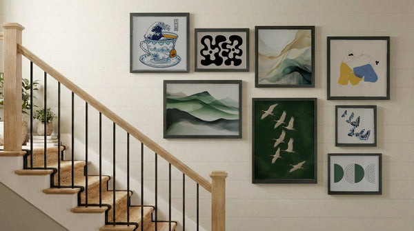Japandi Art Style 8 Piece Staircase Gallery Wall