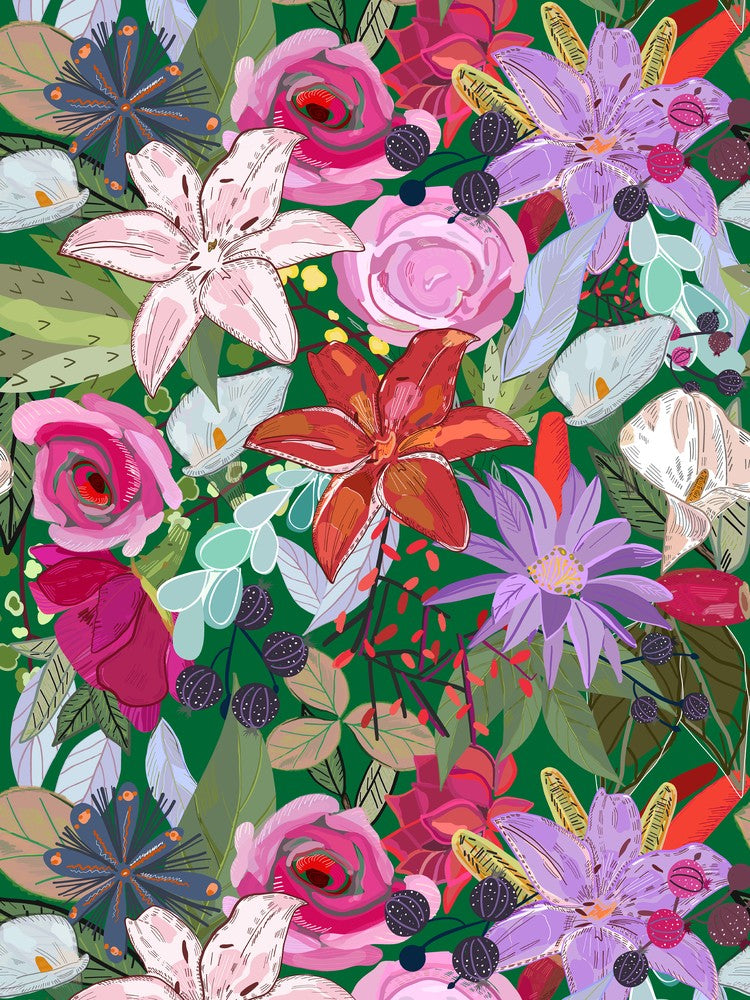 Lilien- und bunte Blumenmuster